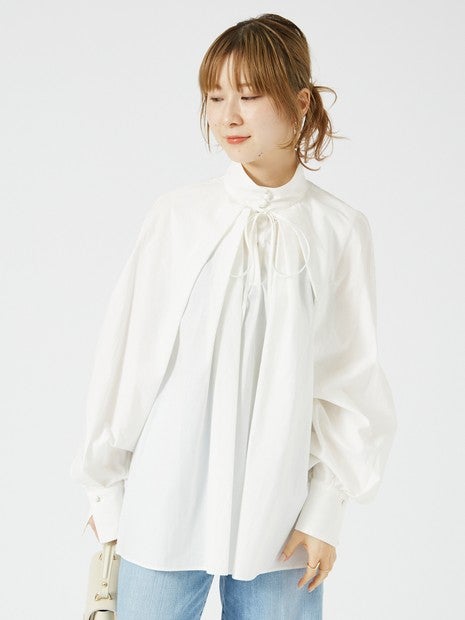 ハイネックリボンブラウス2