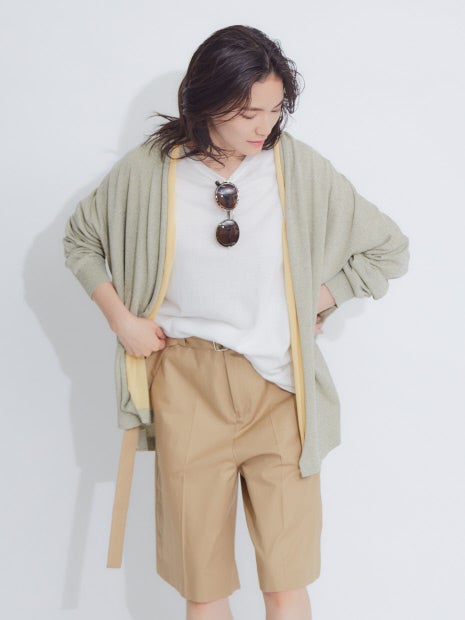 boussole×qualite バイカラーニットカーディガン