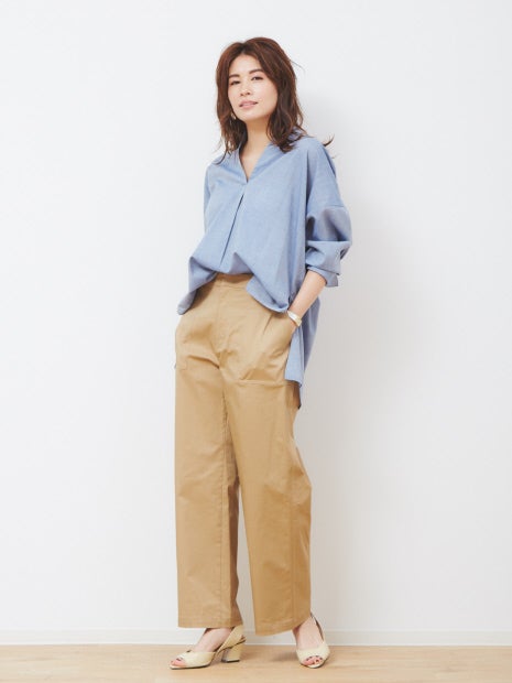 サテンストレッチベイカーパンツ