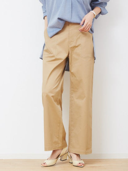 サテンストレッチベイカーパンツ