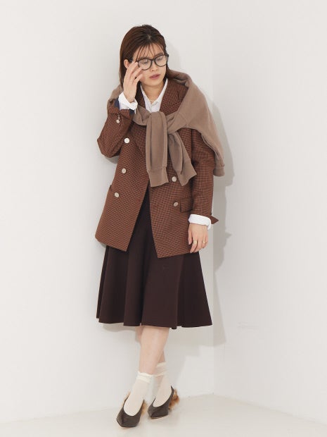 【セットアップ対応】ニットフレアミニスカート