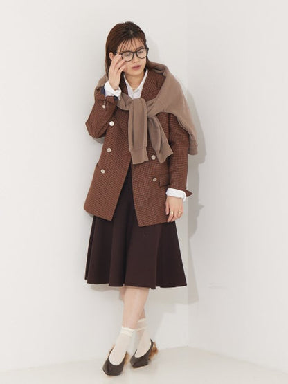 【セットアップ対応】ニットフレアミニスカート