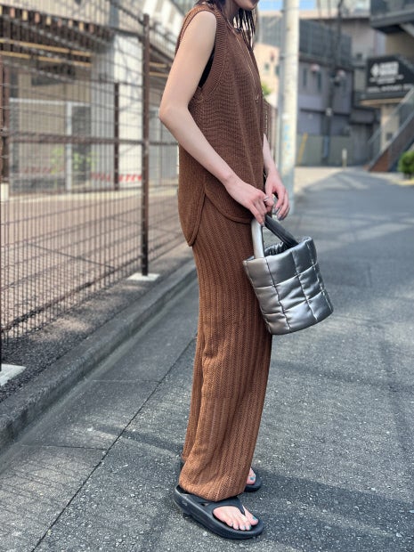 【セットアップ対応】麻混レーシーニットパンツ