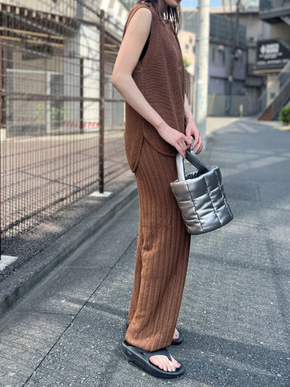 【セットアップ対応】麻混レーシーニットパンツ