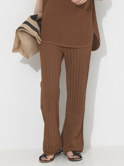 【セットアップ対応】麻混レーシーニットパンツ