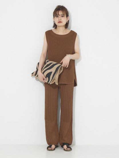 【セットアップ対応】麻混レーシーニットパンツ