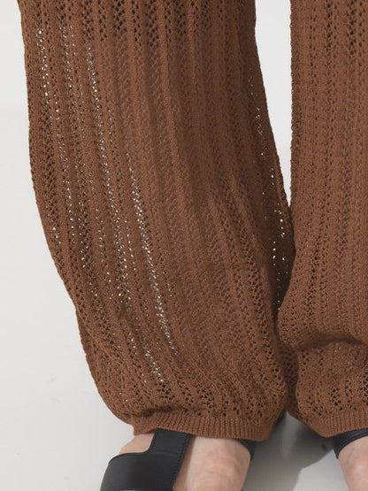 【セットアップ対応】麻混レーシーニットパンツ