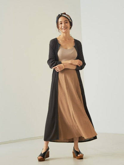 ワイドリブロングカーディガン