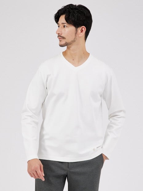 【Vネック】ECO VERO レーヨンポンチTシャツ / ロンT