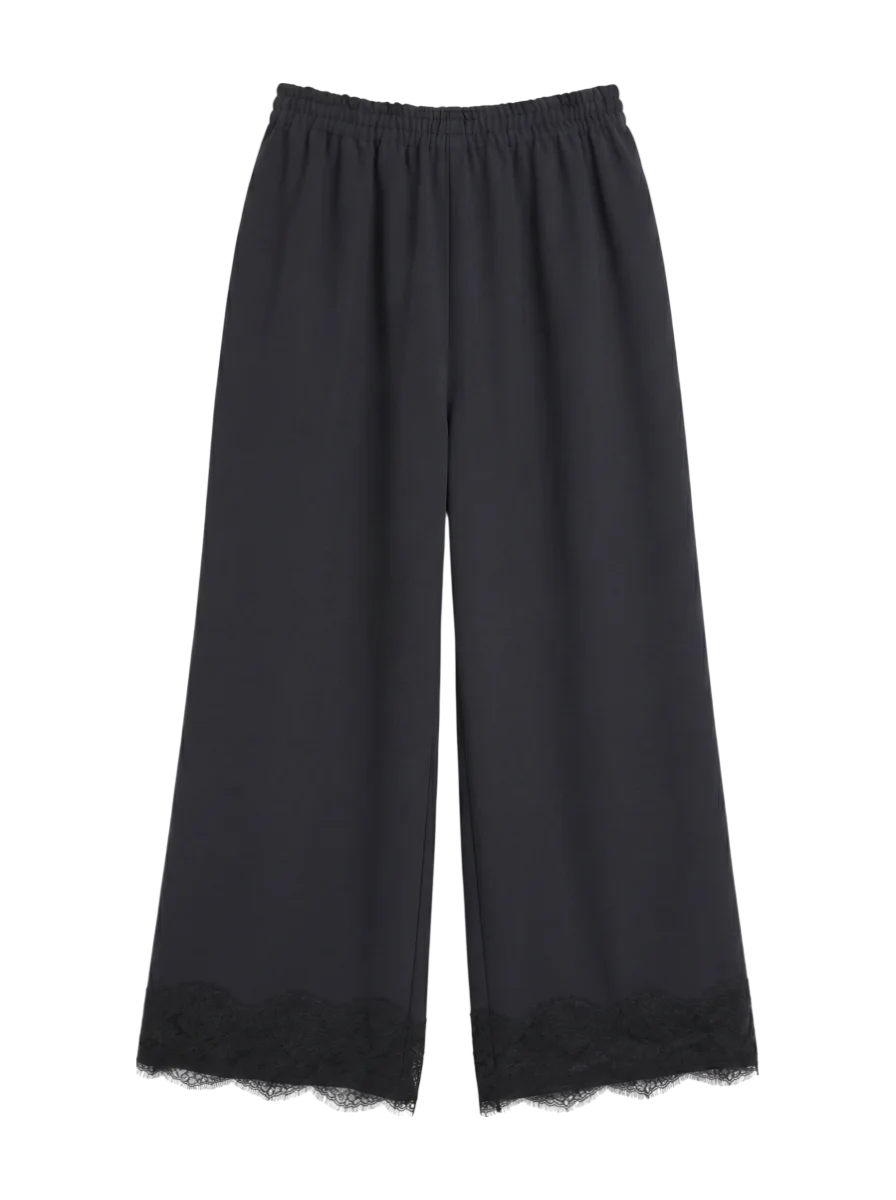 裾レースジョーゼットパンツ