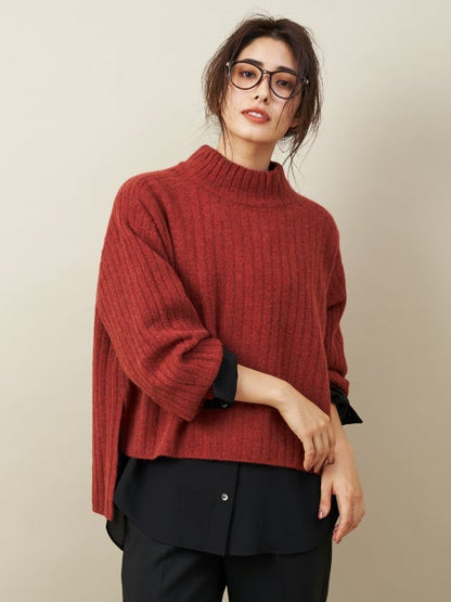 【定番】ウールクルーネックニットプルオーバー