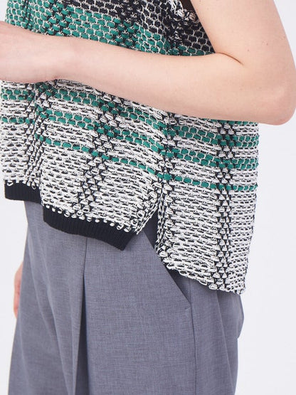 チェックジャガードニット