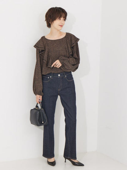 花柄フリル衿ブラウス