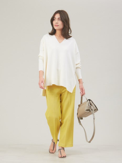 Vネックドレープニットプルオーバー