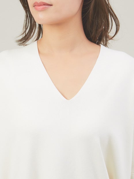 Vネックドレープニットプルオーバー