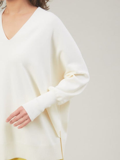 Vネックドレープニットプルオーバー