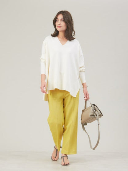 Vネックドレープニットプルオーバー