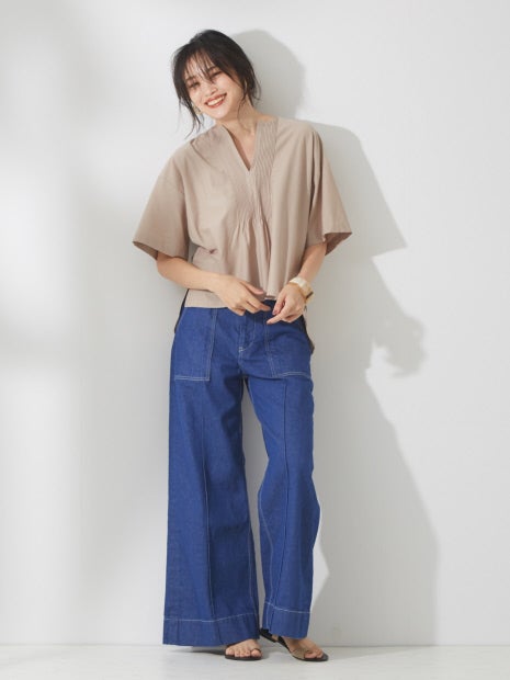 e×qualiteセンタープレスワイドデニム