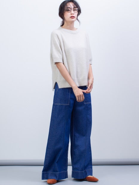 e×qualiteセンタープレスワイドデニム