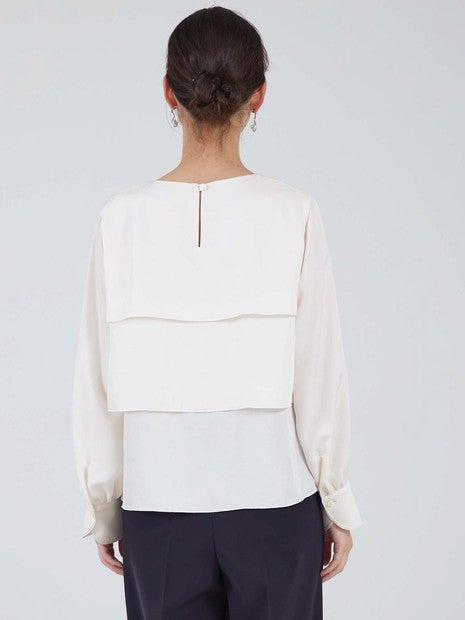 ブライトツイルティアードブラウス