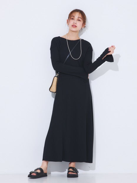 ワッフルフレアワンピース