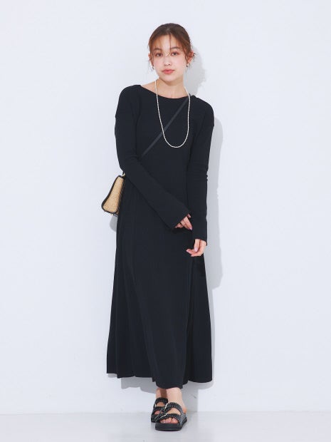 ワッフルフレアワンピース