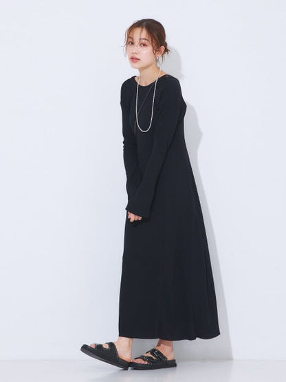 ワッフルフレアワンピース