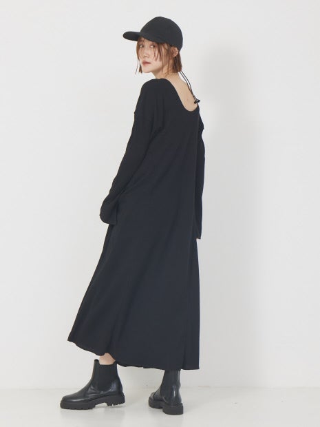 ワッフルフレアワンピース