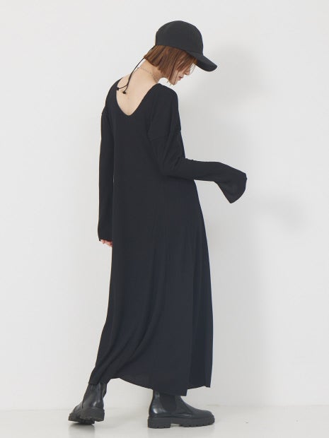 ワッフルフレアワンピース