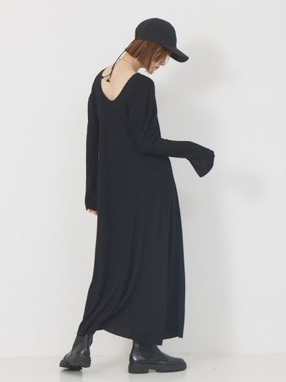 ワッフルフレアワンピース