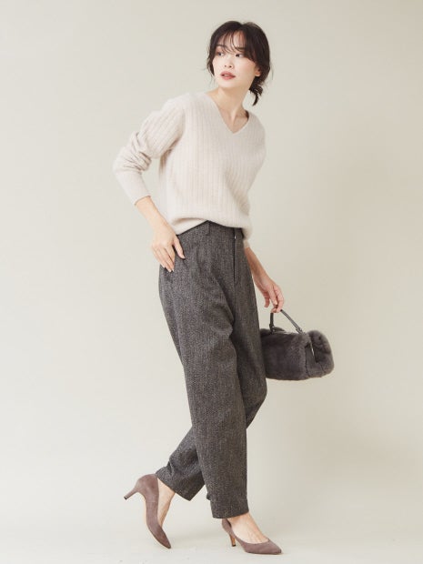 ウールVネックニットプルオーバー