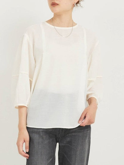 ボリュームスリーブシアーブラウス