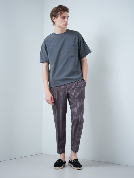 【Recency of Mine】先染めリネンワッシャーストライプ パンツ