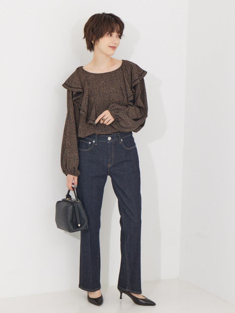 花柄フリル衿ブラウス