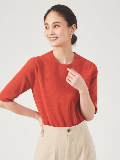 ウォッシャブルクルーネックニットT