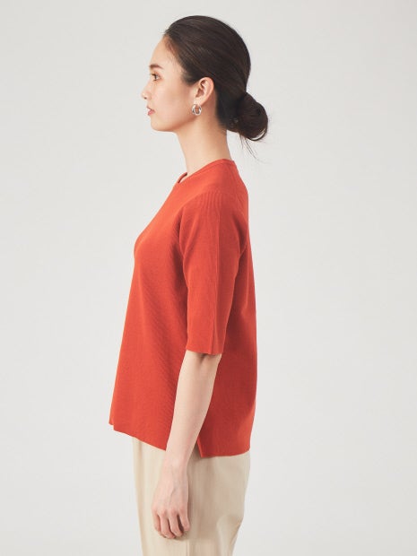 ウォッシャブルクルーネックニットT