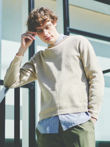 幾何学 リンクス クルーネック プルオーバー ニット