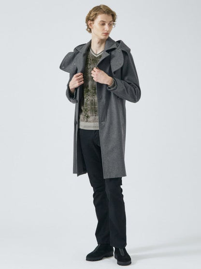 【イタリアMANNELLI社】フーディーステンカラーコート