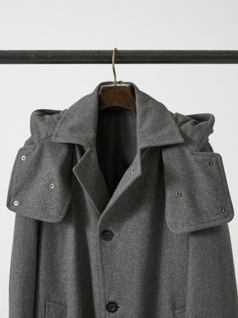 【イタリアMANNELLI社】フーディーステンカラーコート