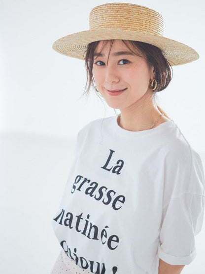 Bonjour!ロゴ5分袖Tシャツ