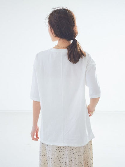 Bonjour!ロゴ5分袖Tシャツ