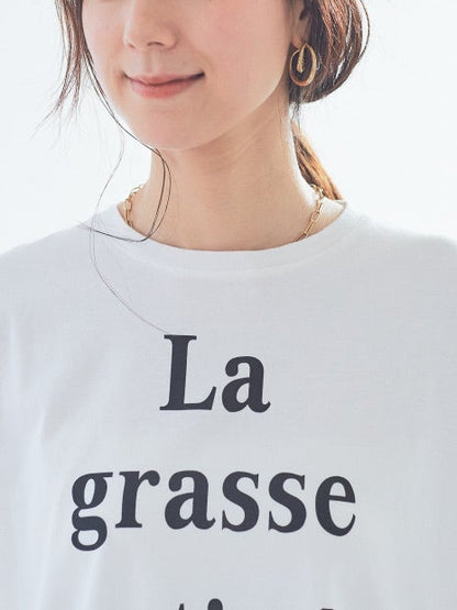 Bonjour!ロゴ5分袖Tシャツ