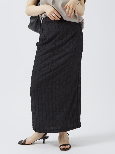 カットジャガードタイトスリットスカート