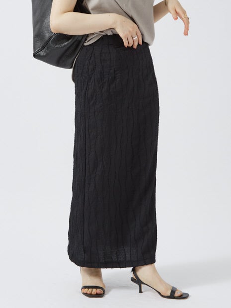 カットジャガードタイトスリットスカート