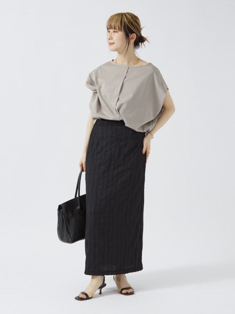 カットジャガードタイトスリットスカート