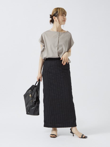 カットジャガードタイトスリットスカート