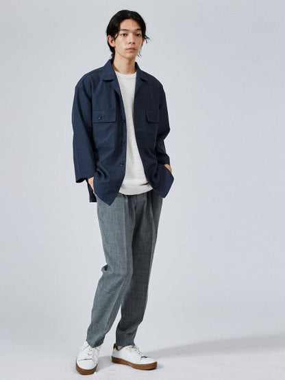 【セットアップ対応】リネンライクミリタリーシャツ/CPOシャツ