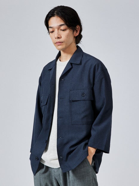 【セットアップ対応】リネンライクミリタリーシャツ/CPOシャツ