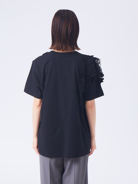 ショルダーレースTシャツ(オーバーサイズ)