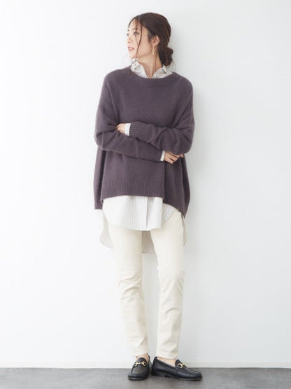 獣毛混ボトルネックニット